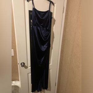 Blue prom dress with slit down the side